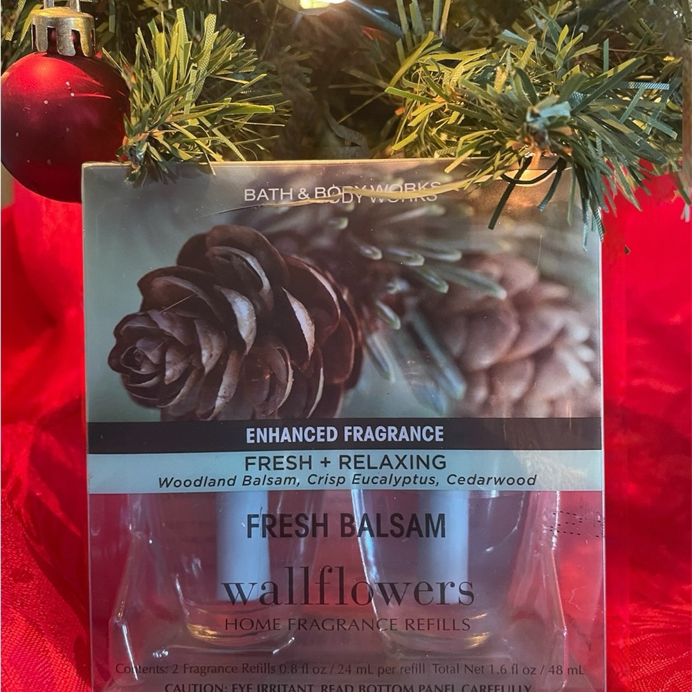 Bath & Body Works Fresh Balsam Wallflowers Refills - New 2 Pack Holiday Scented